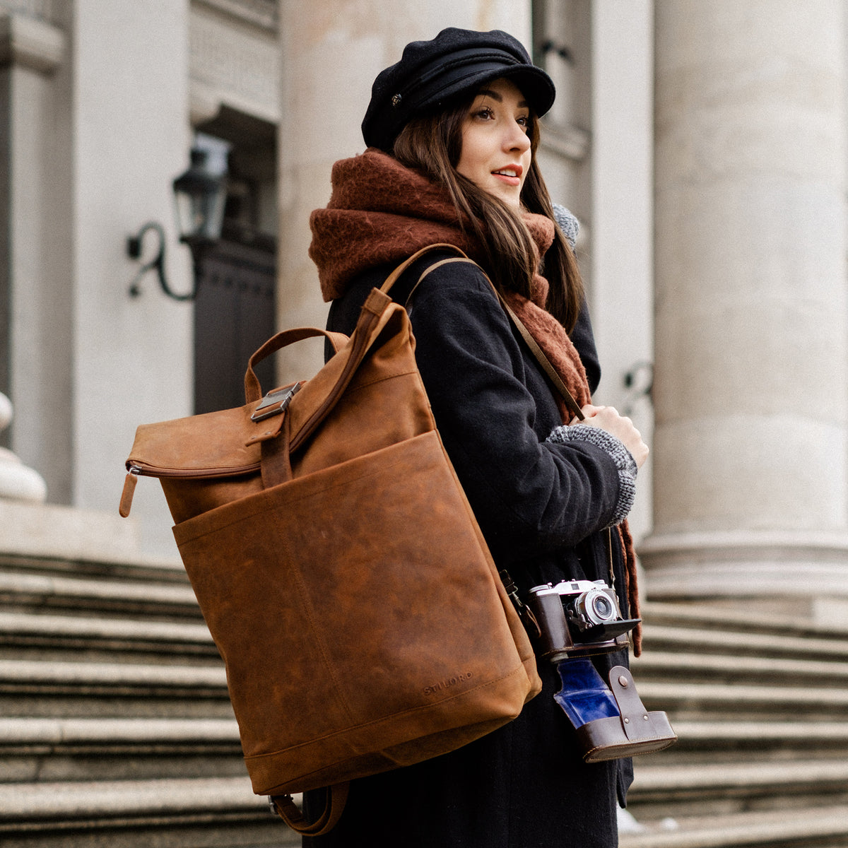 damen rucksack rolltop