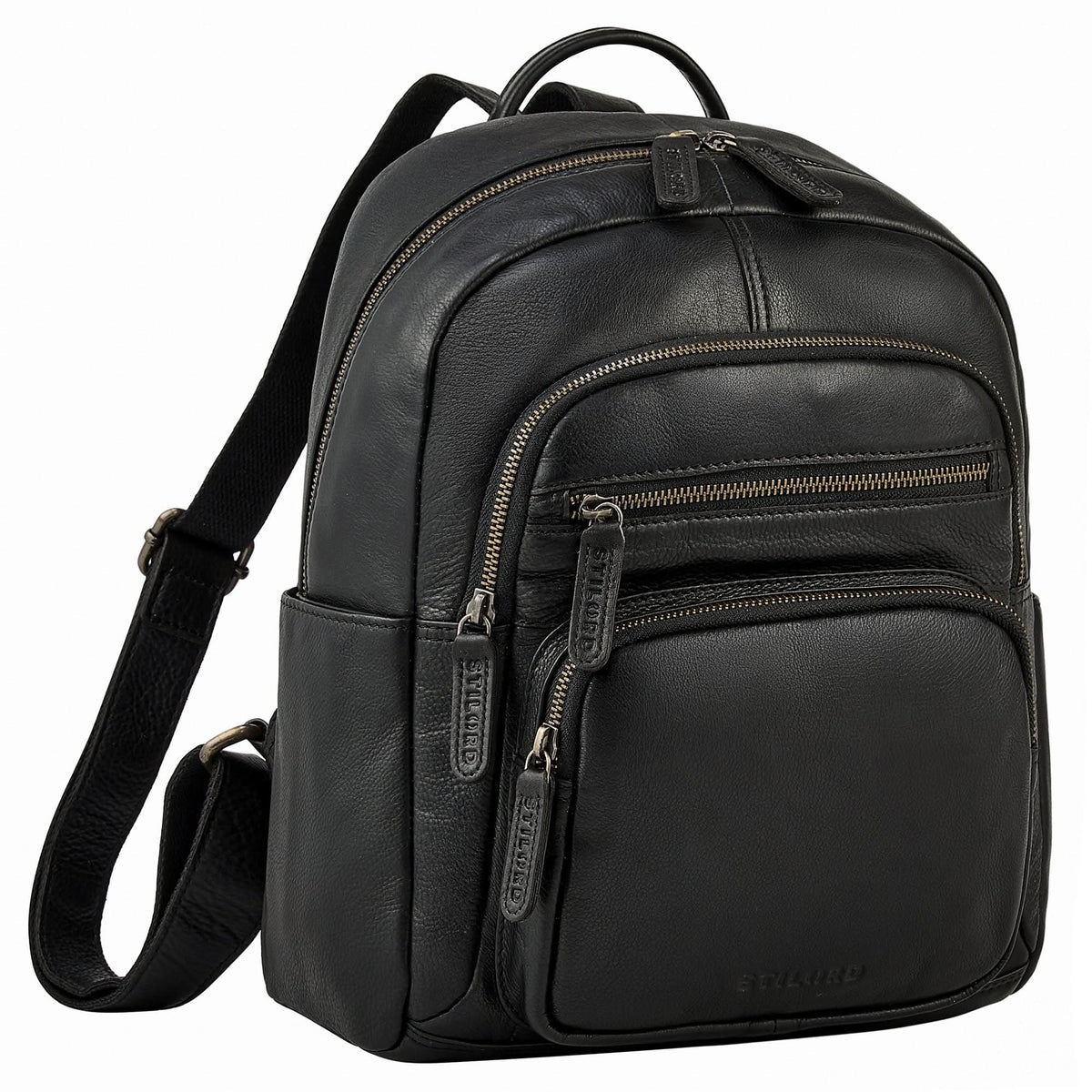 Black City Backpack Women's Leather Small Leather Backpack for 13 Inch Foo