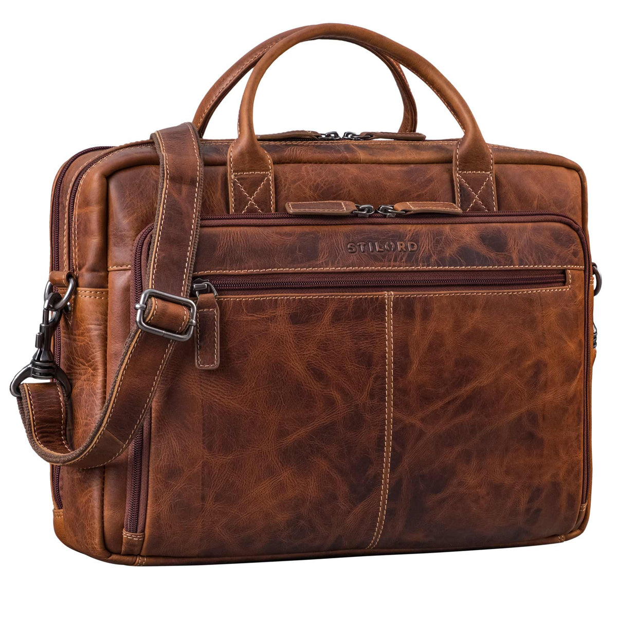 Aktentasche Leder Herren Braun Laptoptasche 16 Zoll Groß
