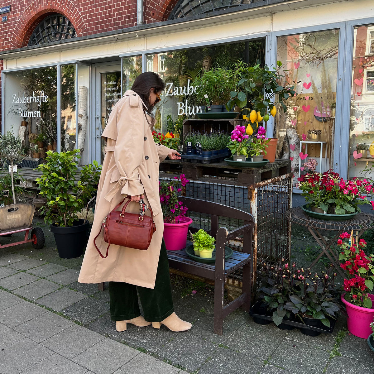 Umhängte Tasche Damen Leder