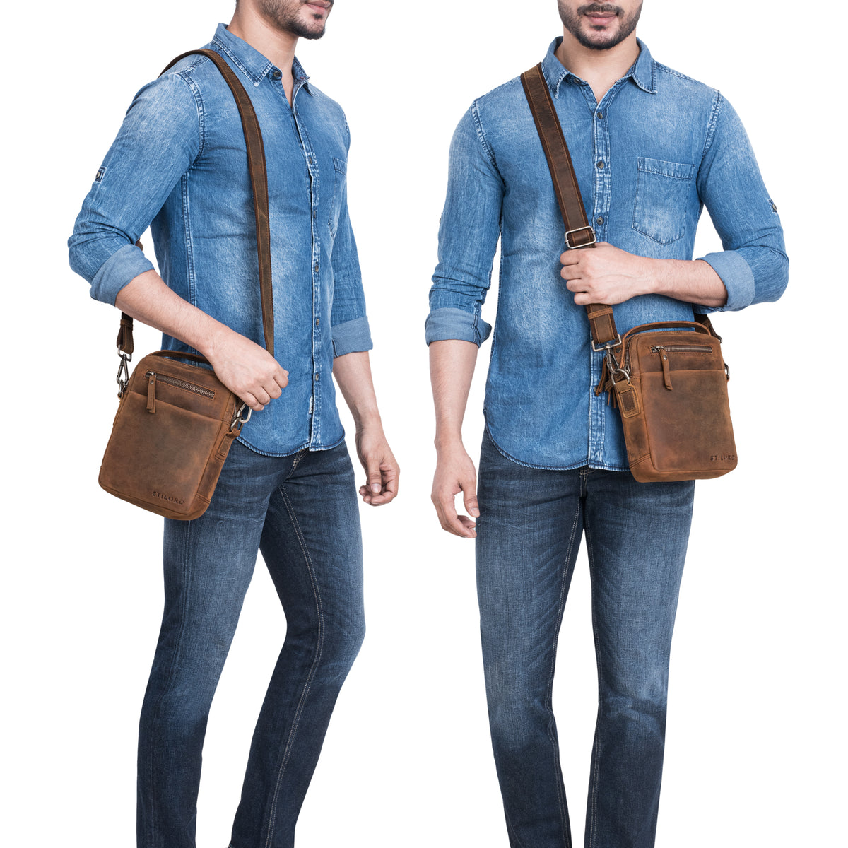 Echtleder Herrenhandtasche braun zum umhängen