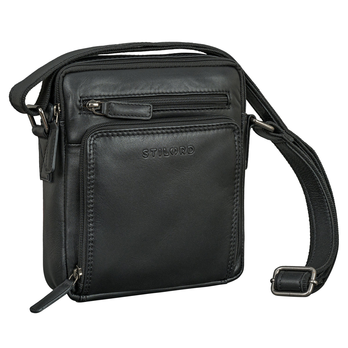 Leder Herrentasche zum umhängen schwarz