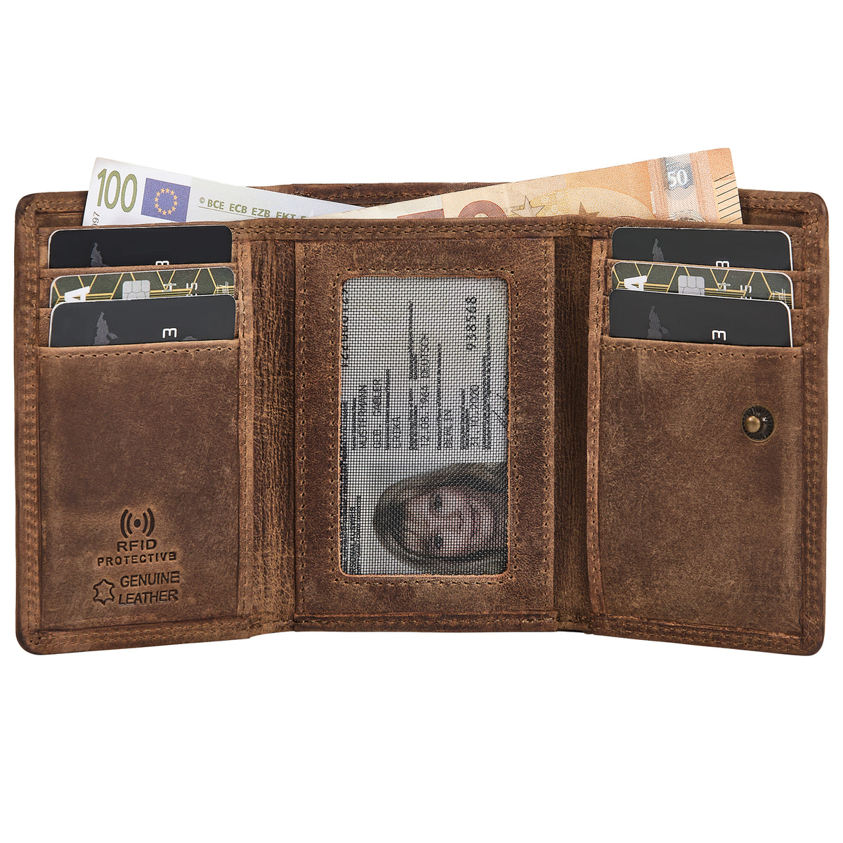 mittelgroß portemonnaie damen leder braun