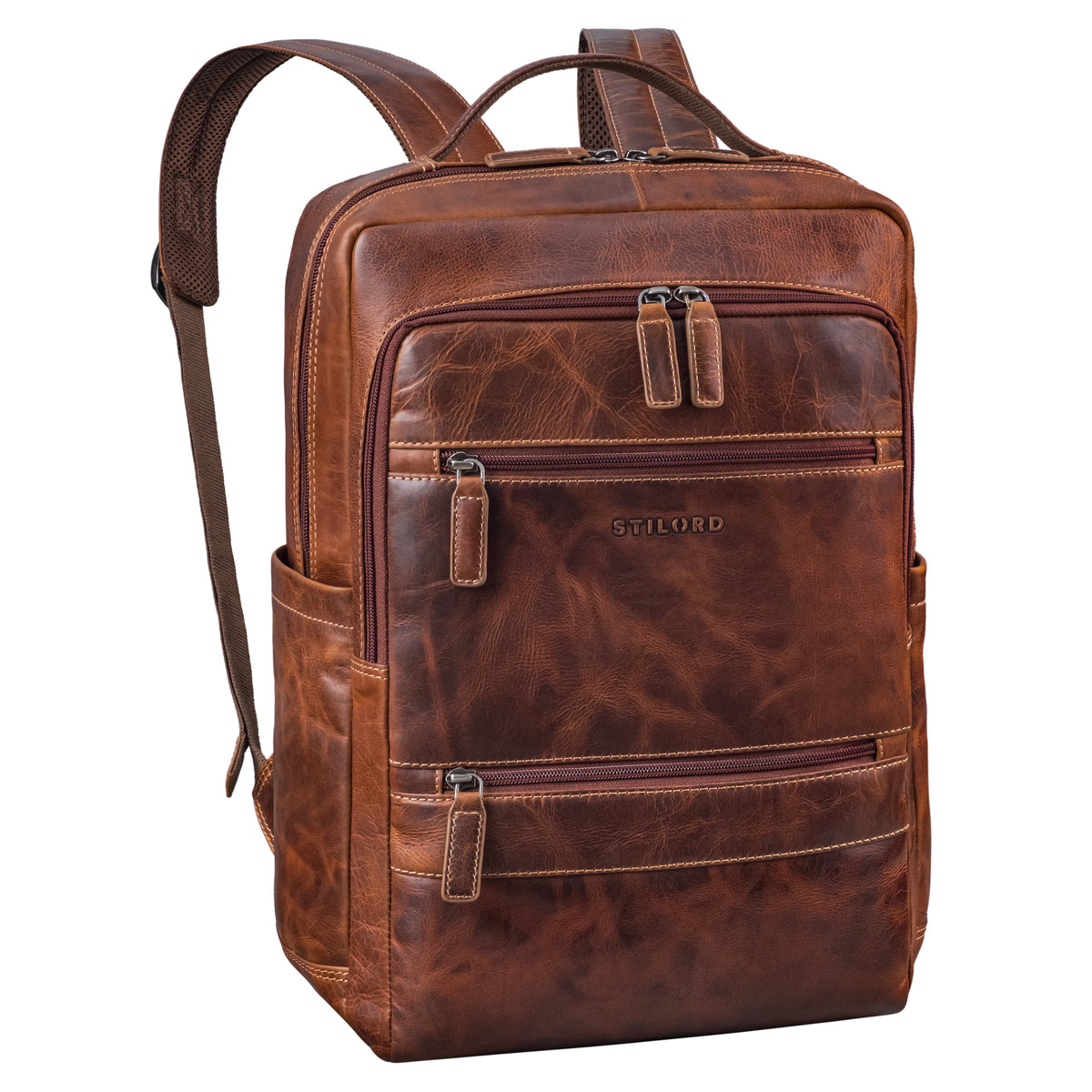 16 zoll laptop rucksack leder dunkelbraun