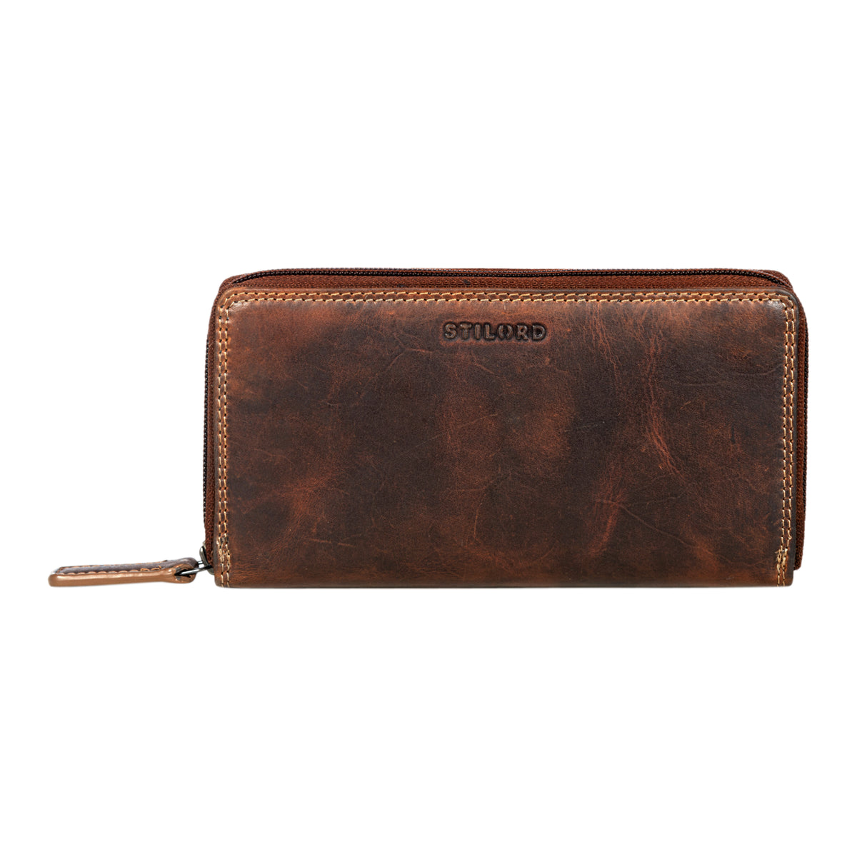 Frauen Portemonnaie Leder Cognac