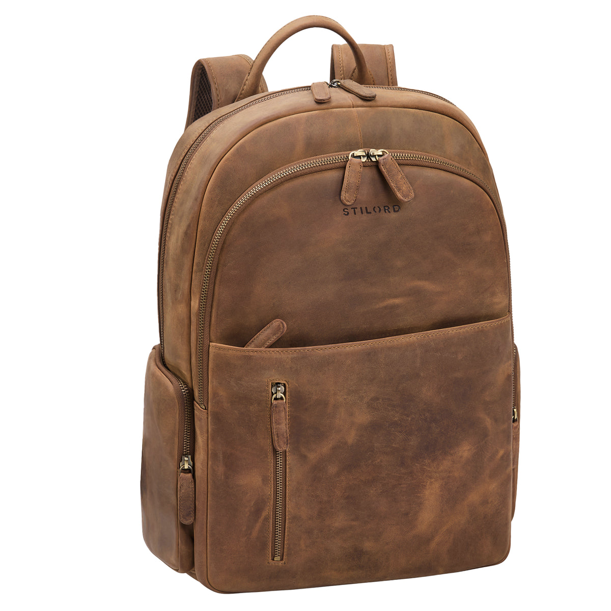 Leder Rucksack gross Herren braun mit laptopfach 15,6 Zoll Echtleder