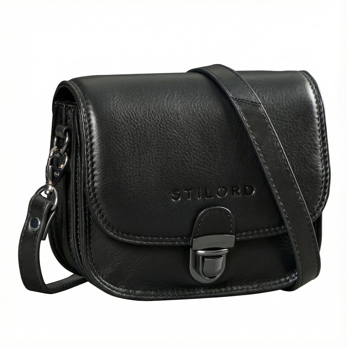 Schwarze Mini Umhängetasche Damen Leder mit Abnehmbaren Gurt