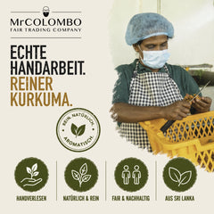 Bio Kurkuma Pulver aus Sri Lanka in echter Handarbeit, handverlesen und rein