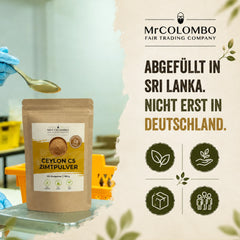 Ceylon Zimt Pulver aus Sri Lanka abgefüllt in Sri Lanka, nicht erst in Deutschland