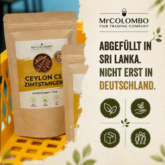 Ceylon Zimtstangen aus Sri Lanka abgefüllt in Sri Lanka, nicht erst in Deutschland