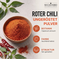 Chili Pulver ungeröstet aus Sri Lanka - Botanik, Farbe und Struktur