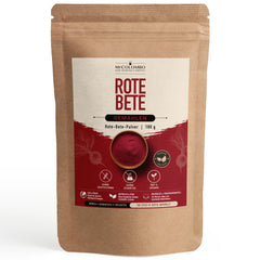 Beetroot powder from Sri Lanka in the MrCOLOMBO paper bag on a white background - 100 g