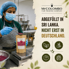 Beetroot powder packed in Sri Lanka, not just repacked in Germany
