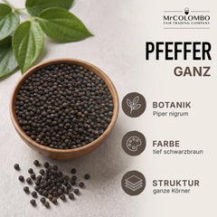 Schwarzer Pfeffer ganz aus Sri Lanka - Botanik, Farbe und Struktur