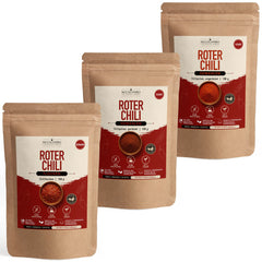 Chilli set from Sri Lanka - all included bags staggered diagonally on a white background