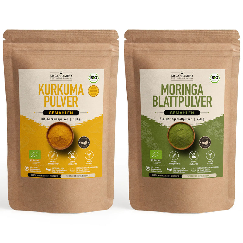 Bio-Superfood-Set aus Sri Lanka mit Kurkuma & Moringa (2 Sorten) - MrCOLOMBO