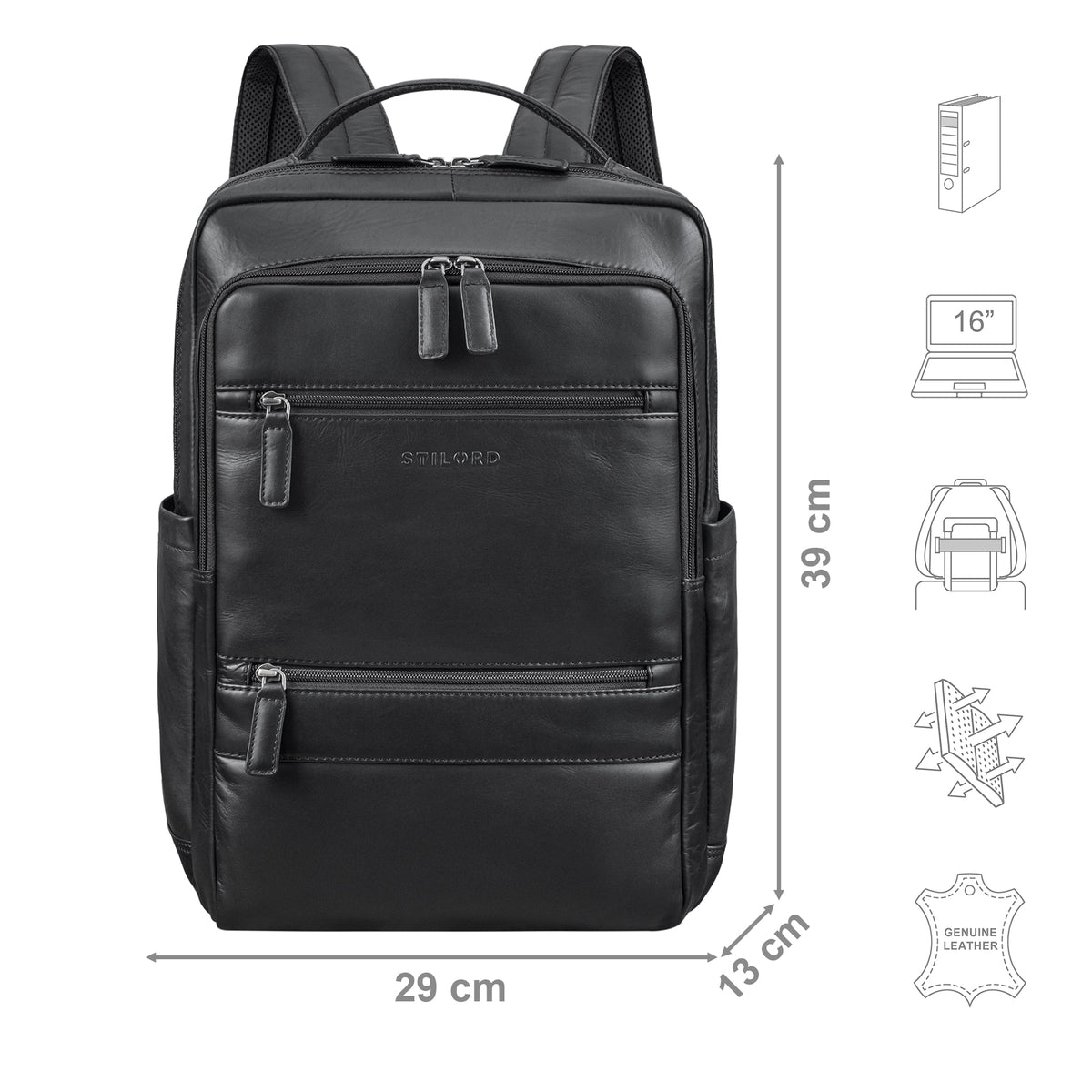 Damen Rucksack leder wasserdich schwarz