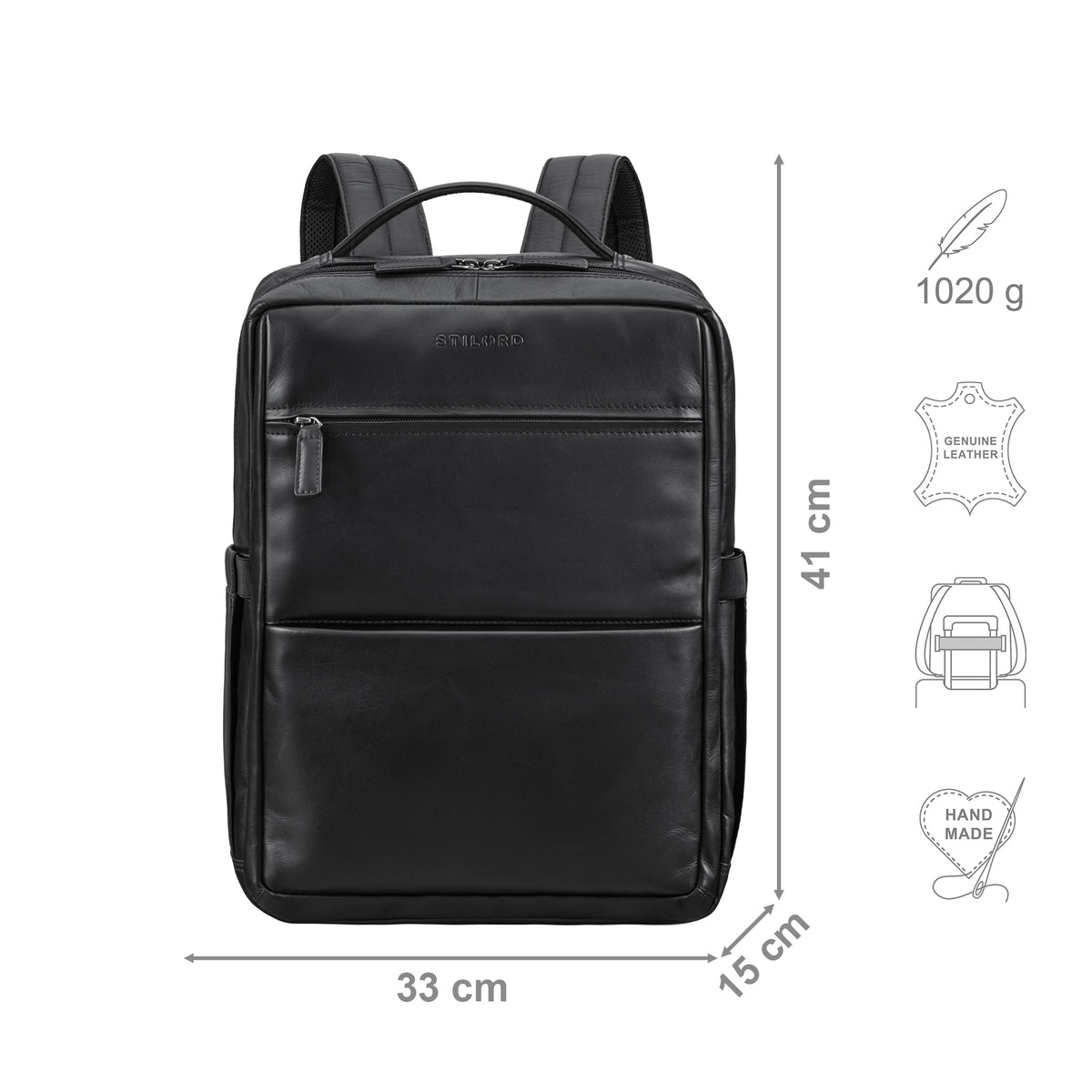 Leder Businessrucksack Herren schwarz