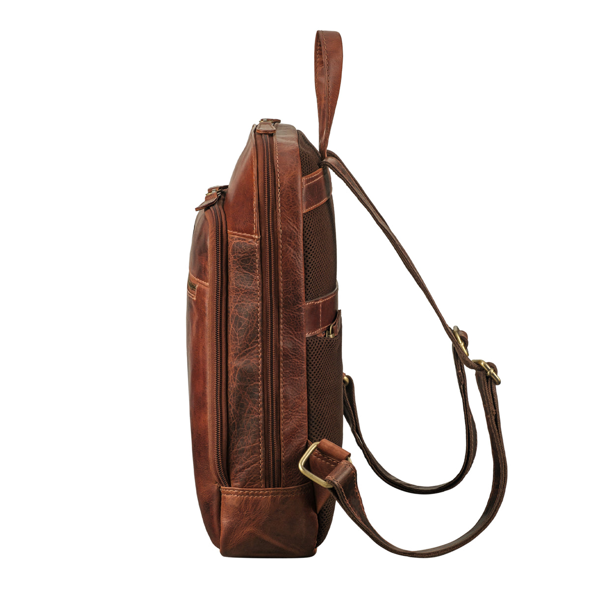 schlanker Lederrucksack für Damen und Herren in braun