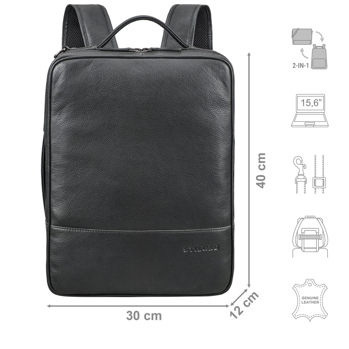Arbeitsrucksack Laptopfach Schwarz
