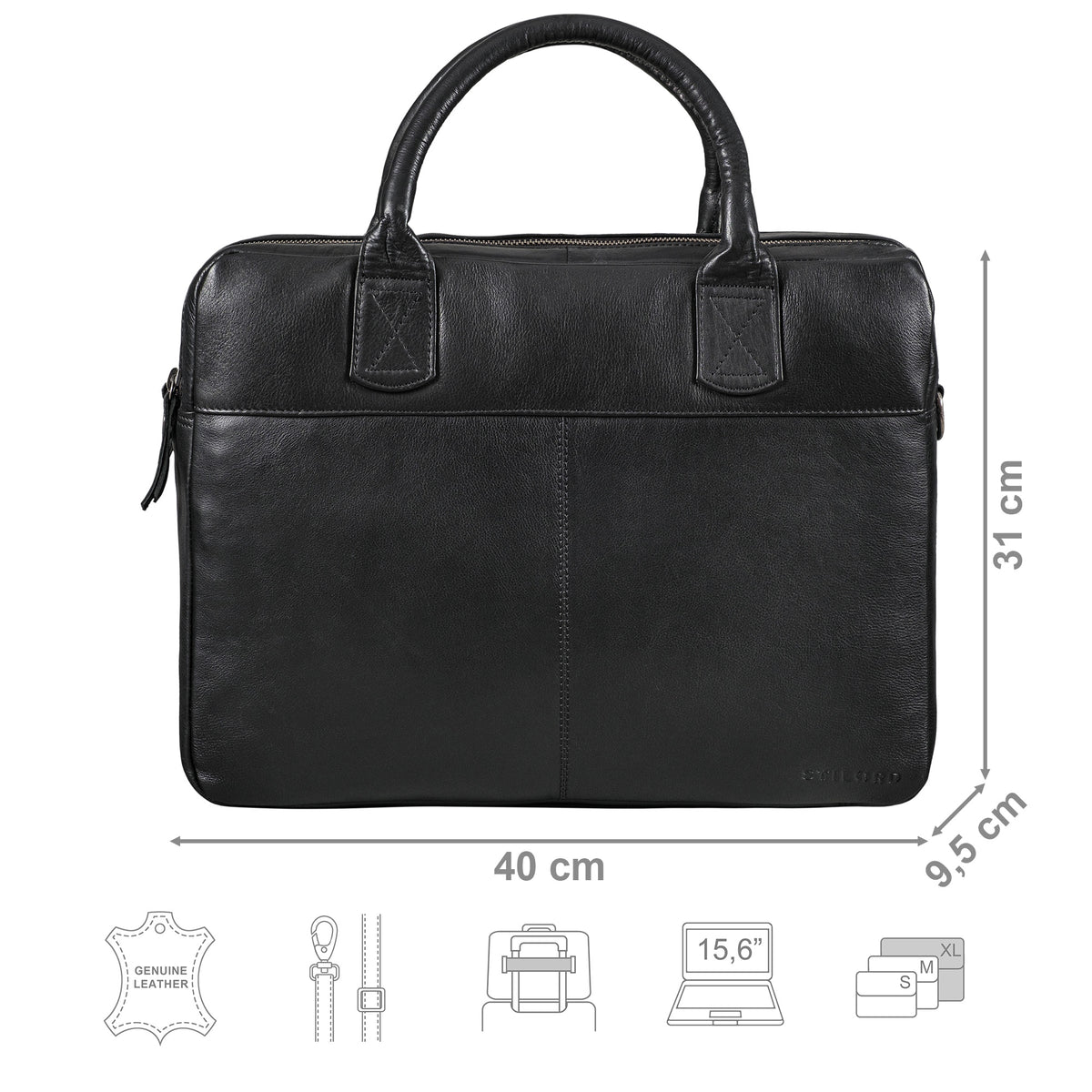schwarze Dokumententasche aud Leder