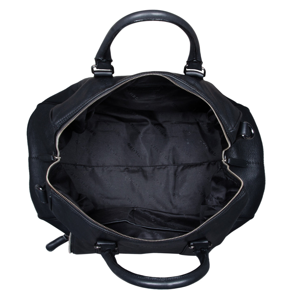 schwarzer Leder Weekender