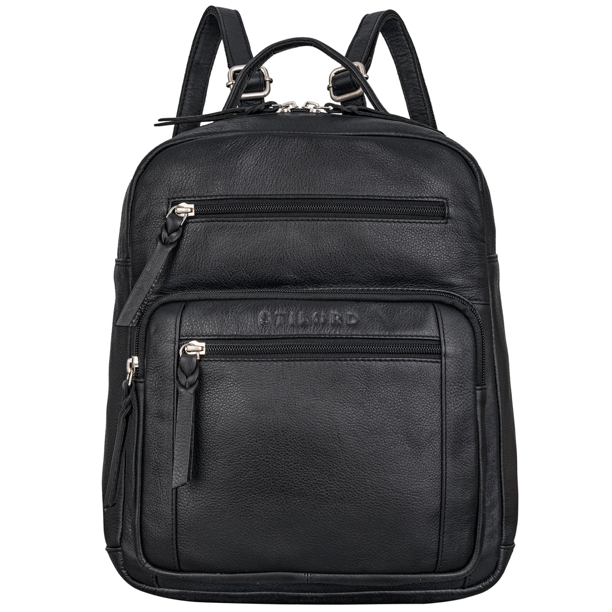 Schwarzer Frauen Rucksack Leder