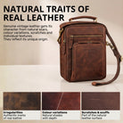Compact leather shoulder bag for 10.1-inch tablet, zamora brown, front view with top handle and STILORD embossing