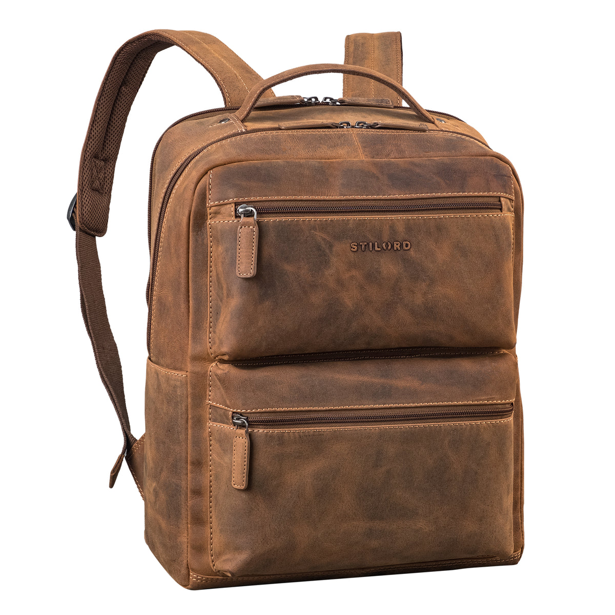 damen rucksack mit laptopfach leder uni braun
