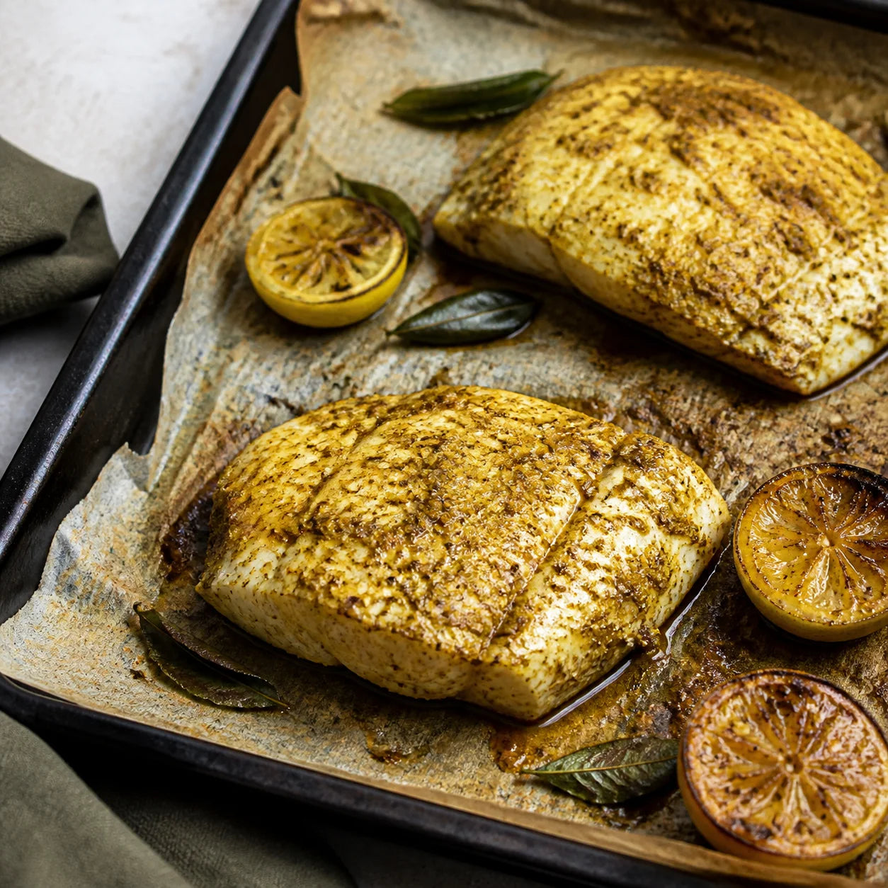 Seasoned fish fillets in a light coconut and lime sauce
